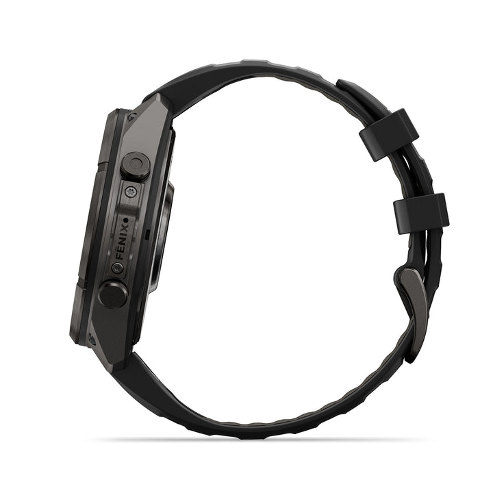 GARMIN FENIX 9 PRO 47MM AMOLED CARBON GRAY DLC TITANIUM WITH BLACK PEBBLE GREY SILICONE BAND