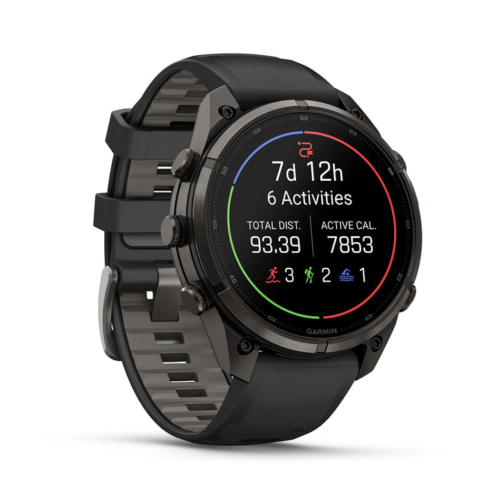 GARMIN FENIX 9 PRO 47MM AMOLED CARBON GRAY DLC TITANIUM WITH BLACK PEBBLE GREY SILICONE BAND