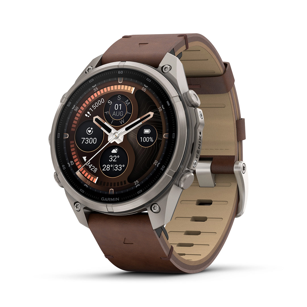GARMIN FENIX 9 PRO 47MM AMOLED LTE TITANIUM WITH WALNUT LEATHER BAND