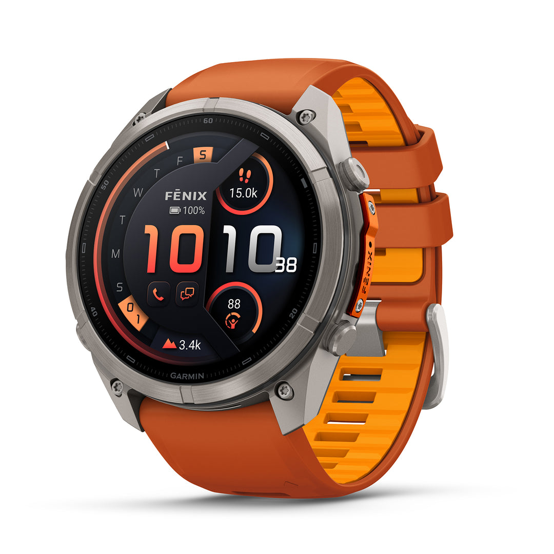 GARMIN FENIX 9 PRO 51MM AMOLED LTE TITANIUM WITH AUTUMN ORANGE SPARK ORANGE SILICONE BAND