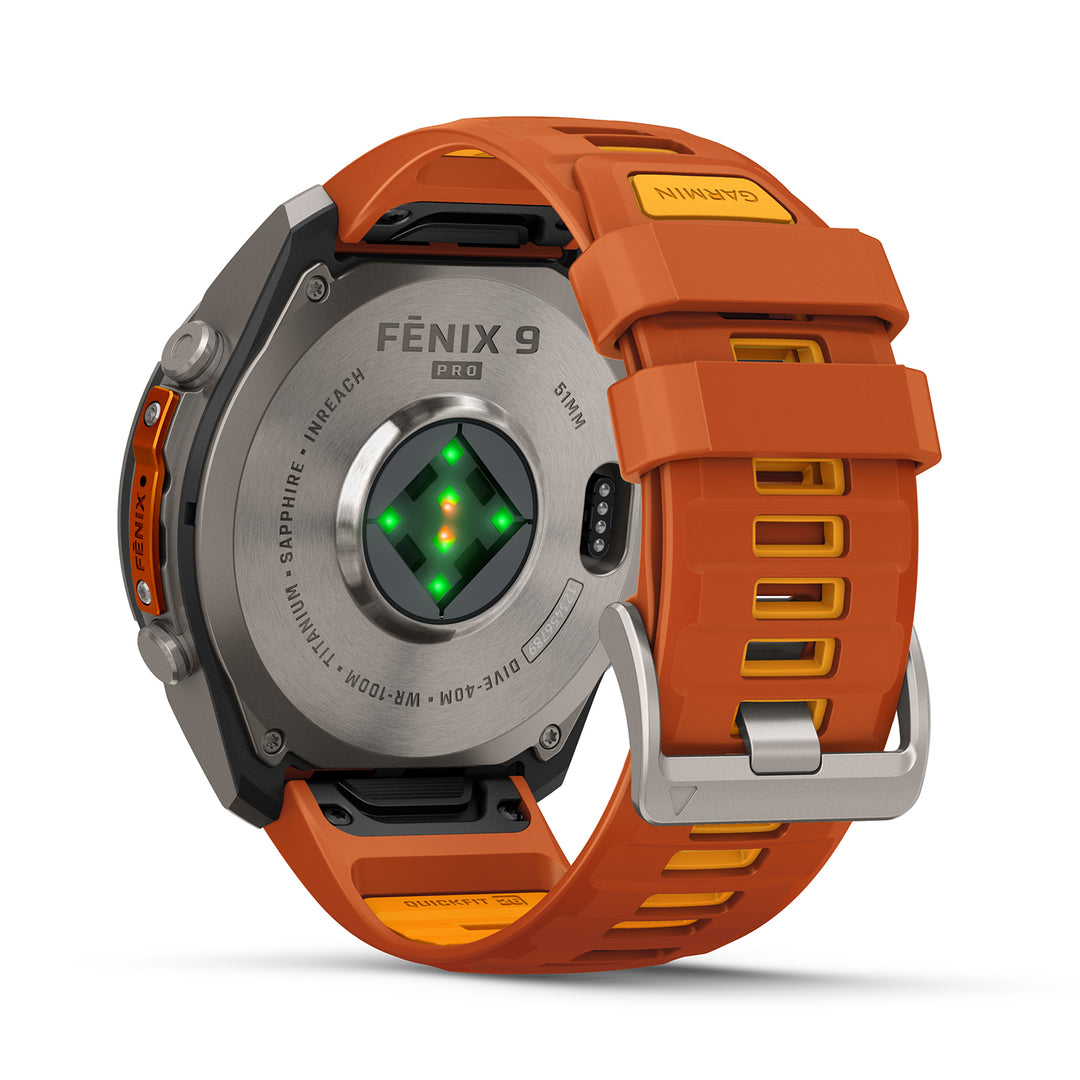 GARMIN FENIX 9 PRO 51MM AMOLED LTE TITANIUM WITH AUTUMN ORANGE SPARK ORANGE SILICONE BAND