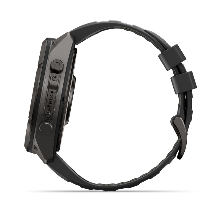 GARMIN FENIX 9 PRO 51MM AMOLED LTE CARBON GRAY DLC TITANIUM WITH BLACK PEBBLE GREY SILICONE BAND