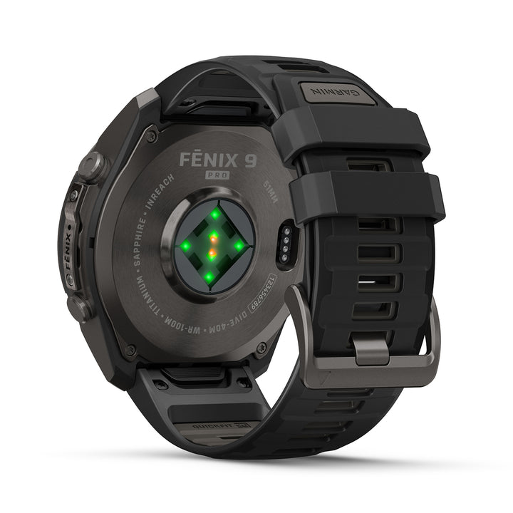 GARMIN FENIX 9 PRO 51MM AMOLED LTE CARBON GRAY DLC TITANIUM WITH BLACK PEBBLE GREY SILICONE BAND