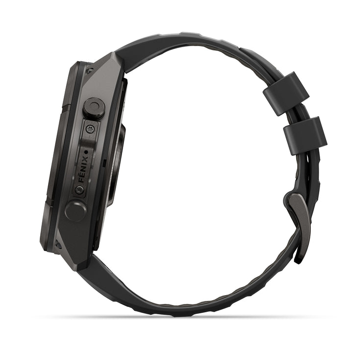 GARMIN FENIX 9 PRO 51MM AMOLED CARBON GRAY DLC TITANIUM WITH BLACK PEBBLE GREY SILICONE BAND