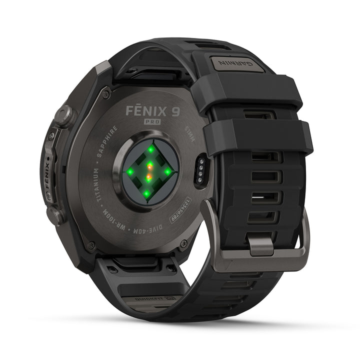 GARMIN FENIX 9 PRO 51MM AMOLED CARBON GRAY DLC TITANIUM WITH BLACK PEBBLE GREY SILICONE BAND