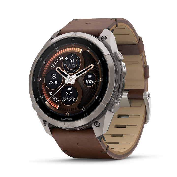 GARMIN FENIX 9 PRO 51MM AMOLED LTE TITANIUM WITH WALNUT LEATHER BAND