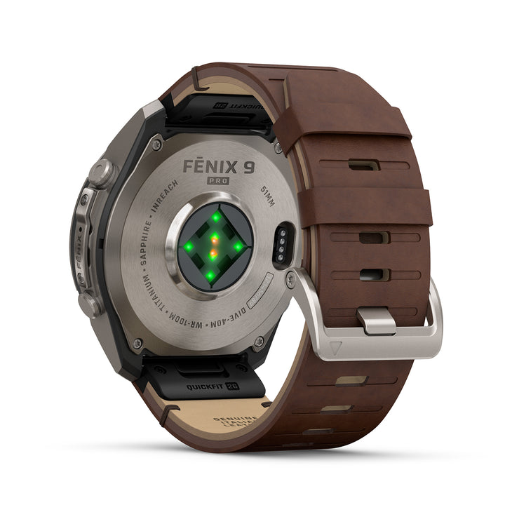 GARMIN FENIX 9 PRO 51MM AMOLED LTE TITANIUM WITH WALNUT LEATHER BAND