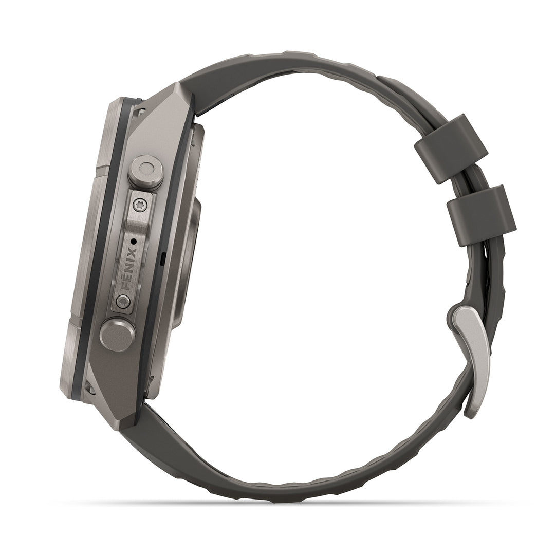 GARMIN FENIX 9 PRO 51MM SOLAR LTE TITANIUM WITH PEBBLE GREY SILICONE BAND