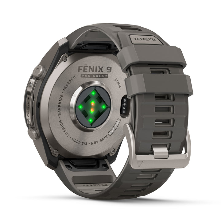 GARMIN FENIX 9 PRO 51MM SOLAR LTE TITANIUM WITH PEBBLE GREY SILICONE BAND