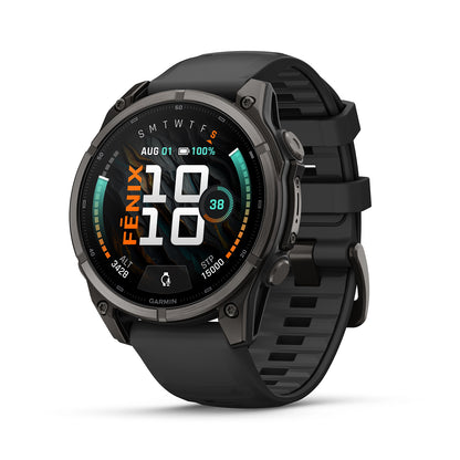 GARMIN FENIX 9 47MM CARBON GRAY DLC TITANIUM WITH BLACK PEBBLE GREY SILICONE BAND