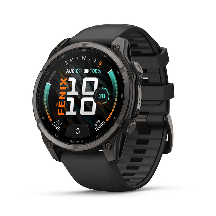 GARMIN FENIX 9 47MM CARBON GRAY DLC TITANIUM WITH BLACK PEBBLE GREY SILICONE BAND