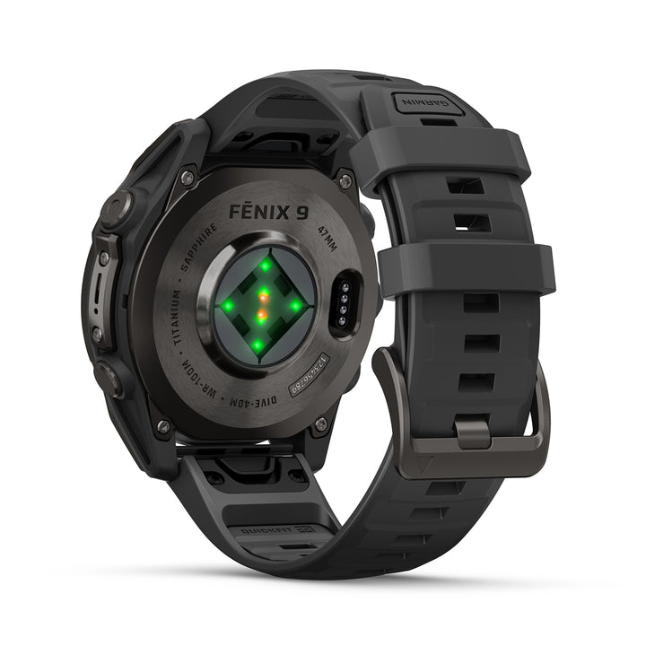 GARMIN FENIX 9 47MM CARBON GRAY DLC TITANIUM WITH BLACK PEBBLE GREY SILICONE BAND