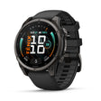 GARMIN FENIX 9 51MM AMOLED CARBON GRAY DLC TITANIUM WITH BLACK PEBBLE GREY SILICONE BAND