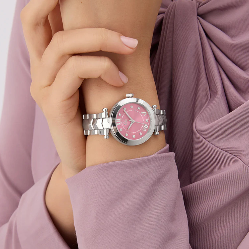 GC Women's Watch Silver Tone Case Pink Dial Quartz