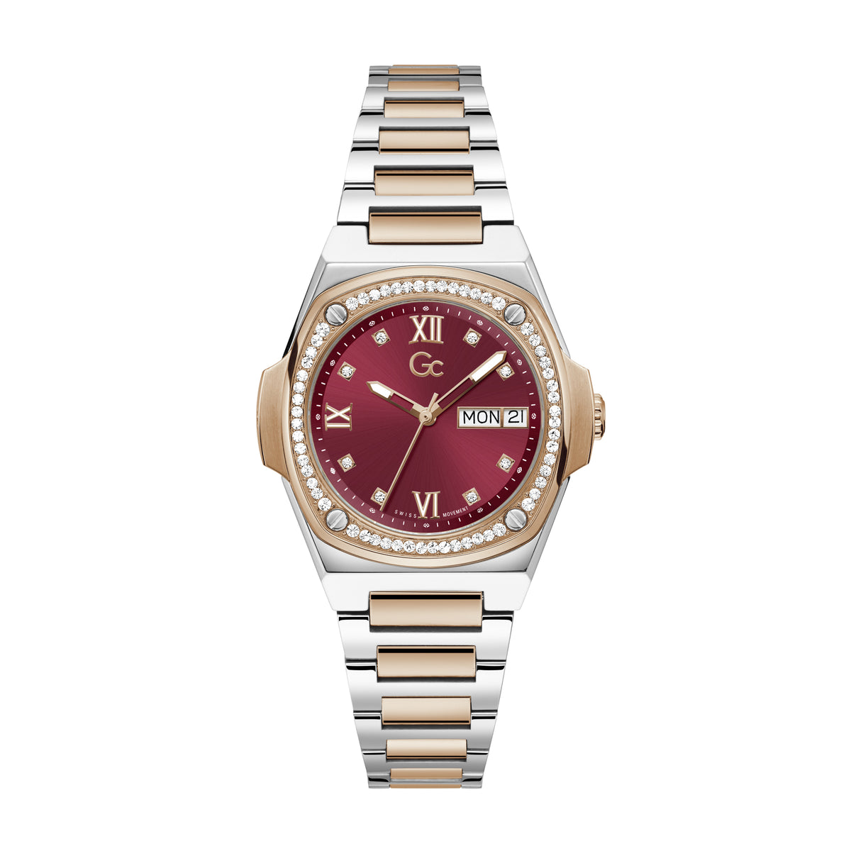 Gc Women's Watch Silver & Rose Gold Tone Case Quartz