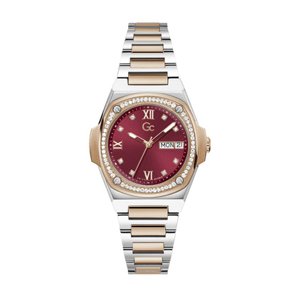 Gc Women's Watch Silver & Rose Gold Tone Case Quartz