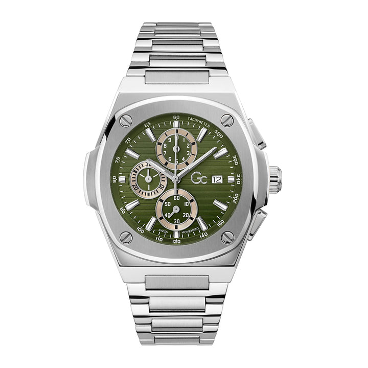 GC Men's Watch Silver Tone Case Green Dial Quartz
