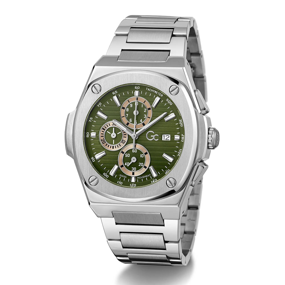 GC Men's Watch Silver Tone Case Green Dial Quartz