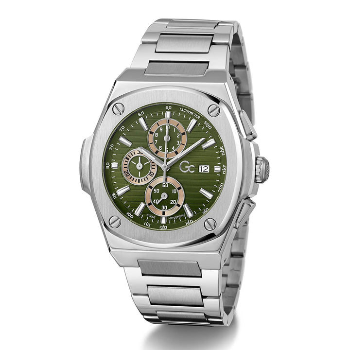 GC Men's Watch Silver Tone Case Green Dial Quartz