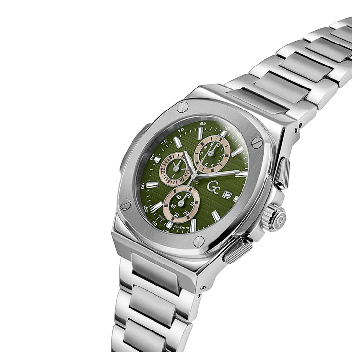 GC Men's Watch Silver Tone Case Green Dial Quartz