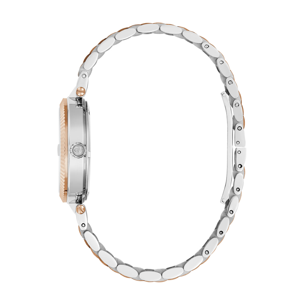 Gc Women's Watch Silver & Rose Gold Tone Case Quartz