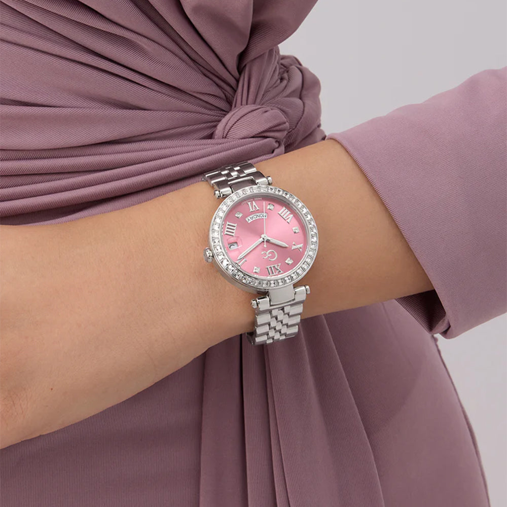 GC Women's Watch Silver Tone Case Pink Dial Quartz