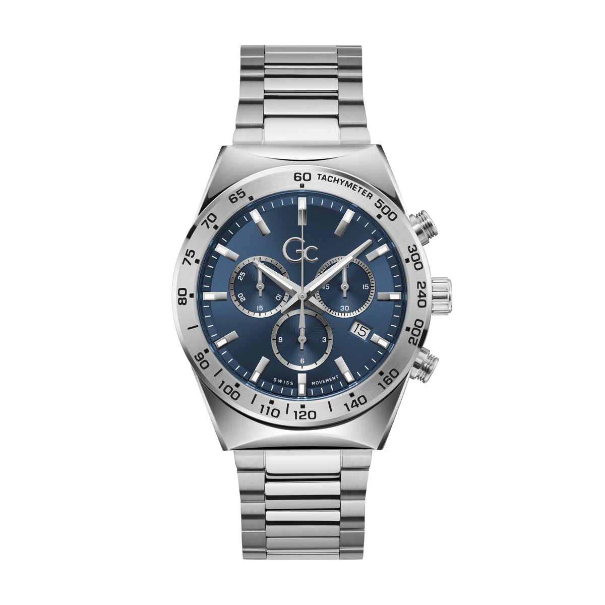 Gc Men's Watch Silver Tone Case Quartz