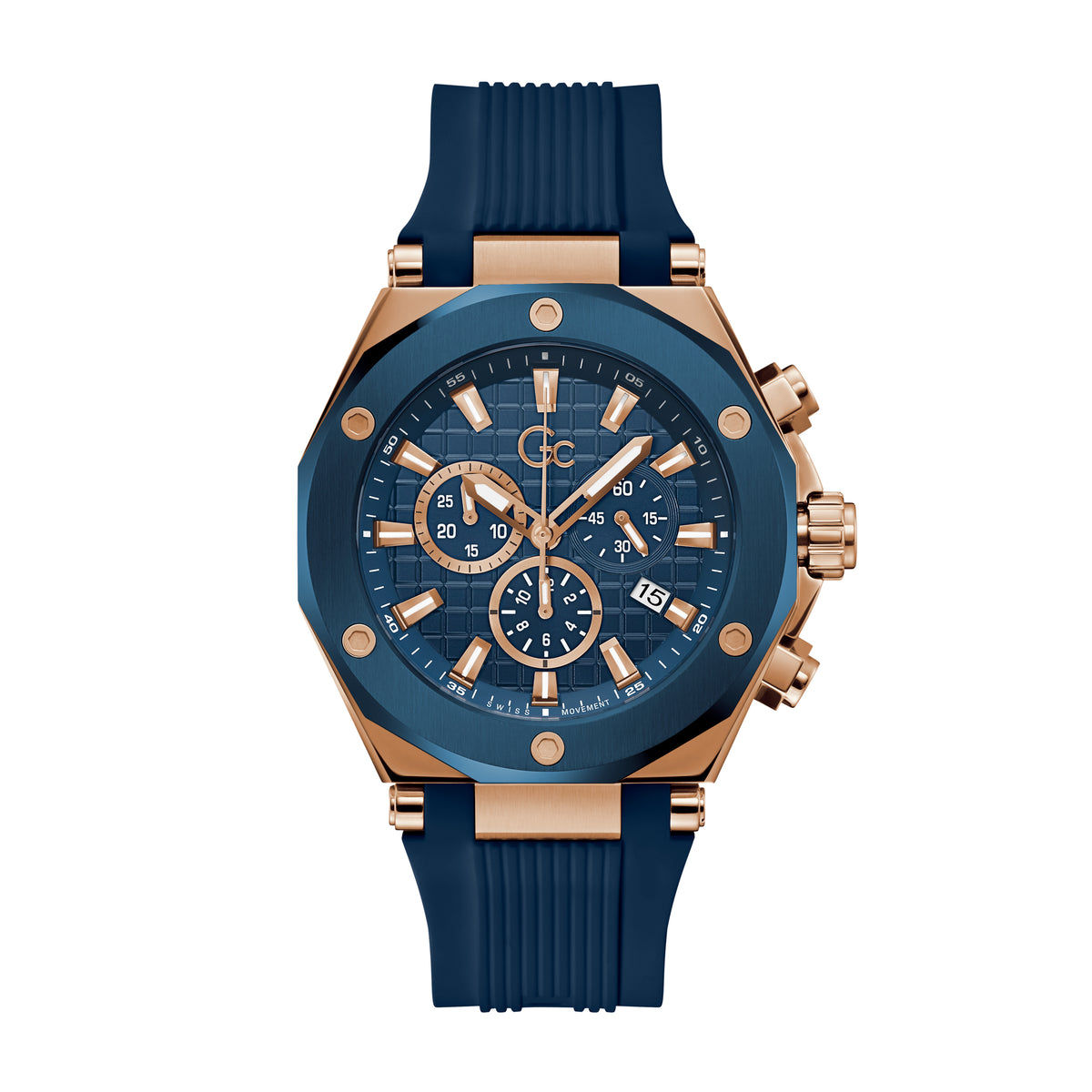 GC Men's Watch Blue & Rose Gold Tone Case Quartz