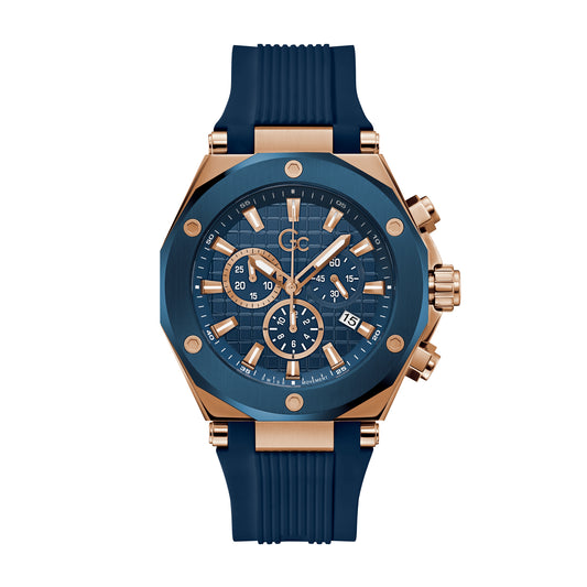 GC Men's Watch Blue & Rose Gold Tone Case Quartz