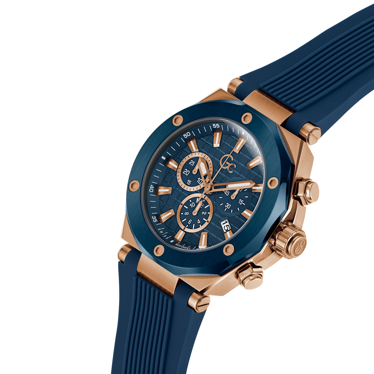 GC Men's Watch Blue & Rose Gold Tone Case Quartz