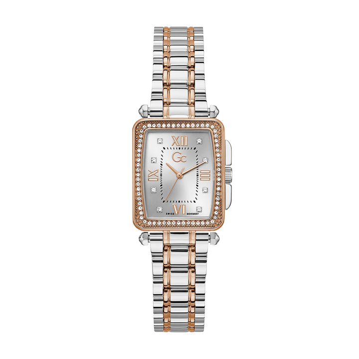 GC Women's Watch Silver & Rose Gold Tone Case White Dial Quartz