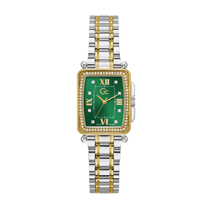 GC Women's Watch Silver & Yellow Gold Tone Case Green Dial Quartz