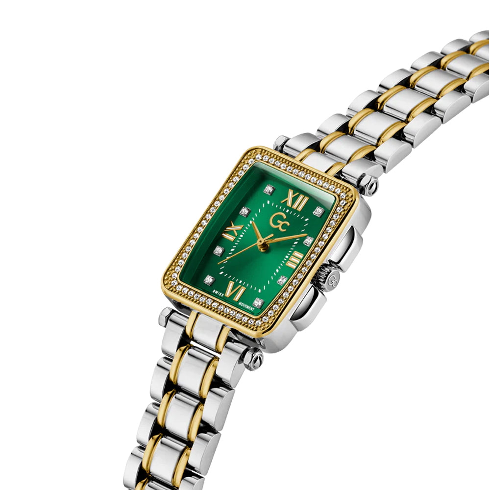 GC Women's Watch Silver & Yellow Gold Tone Case Green Dial Quartz