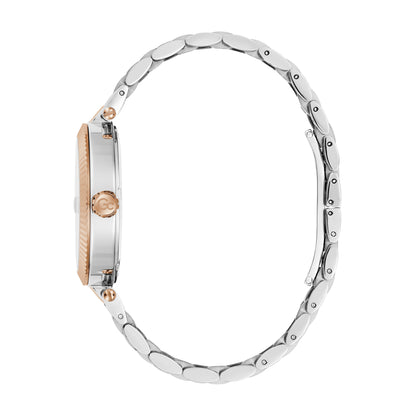 Gc Women's Watch Silver & Rose Gold Tone Case Quartz