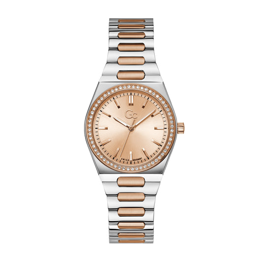 Gc Women's Watch Silver & Rose Gold Tone Case Quartz