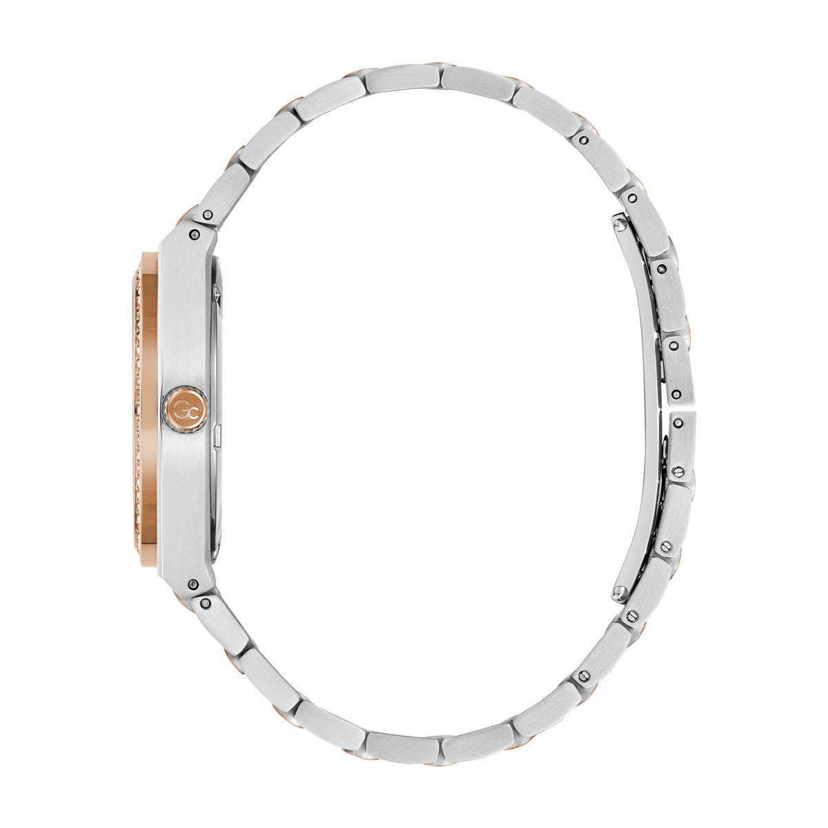 Gc Women's Watch Silver & Rose Gold Tone Case Quartz