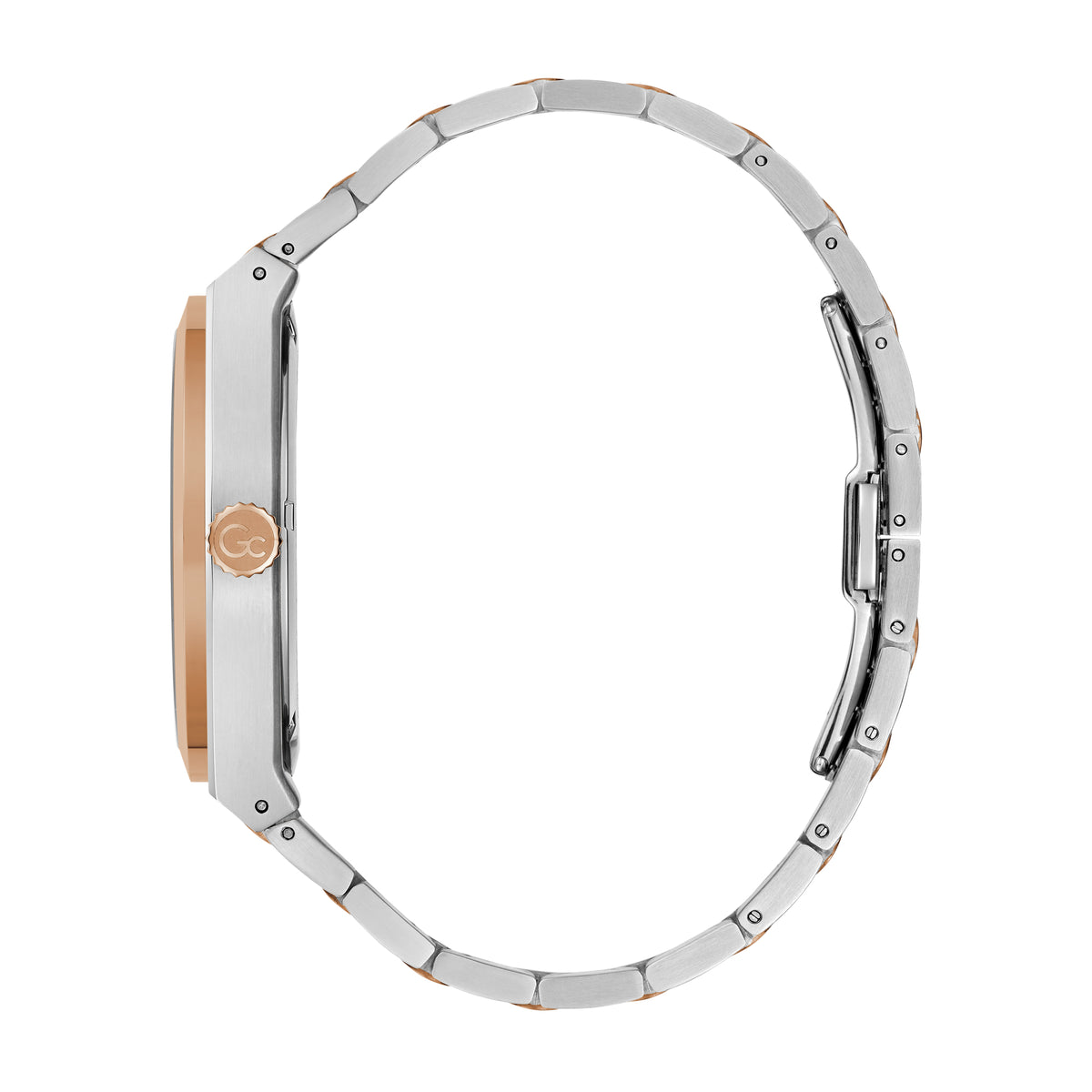Gc Men's Watch Silver & Rose Gold Tone Case Quartz