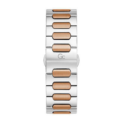 Gc Men's Watch Silver & Rose Gold Tone Case Quartz