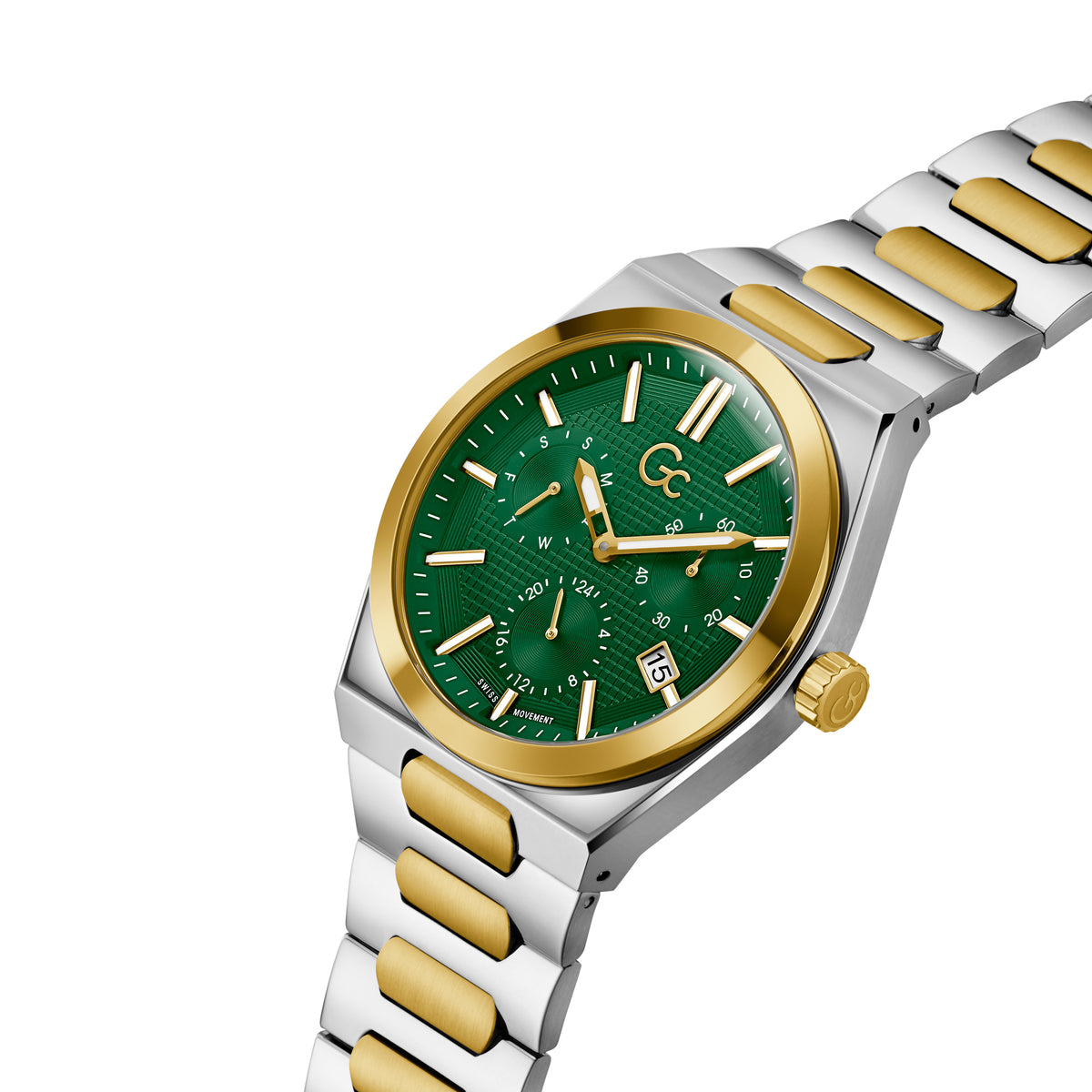 GC Men's Watch Silver &  Gold Tone Case Quartz - Z40002G9MF
