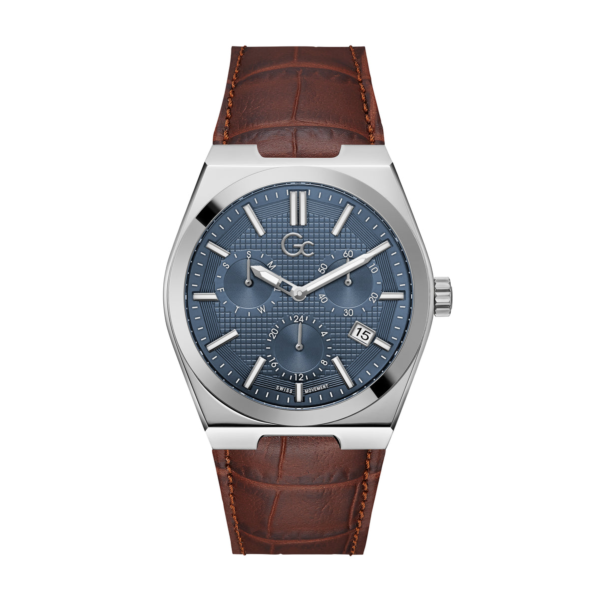 Gc Men's Watch Silver Tone Case Quartz