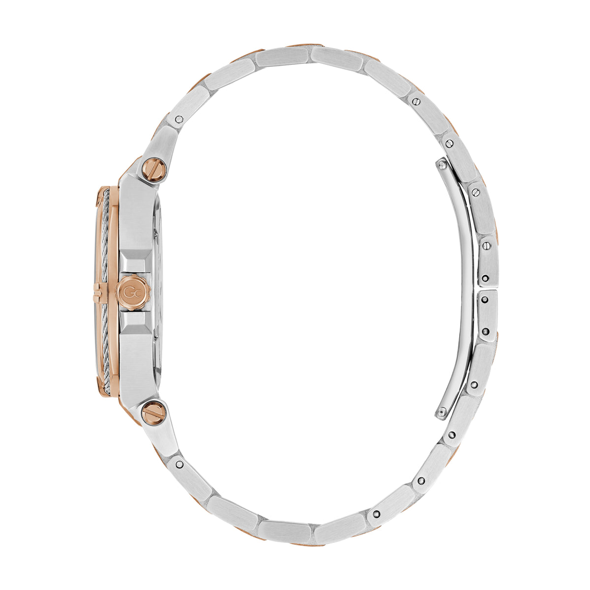 Gc Women's Watch Silver & Rose Gold Tone Case Quartz