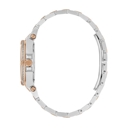 Gc Women's Watch Silver & Rose Gold Tone Case Quartz