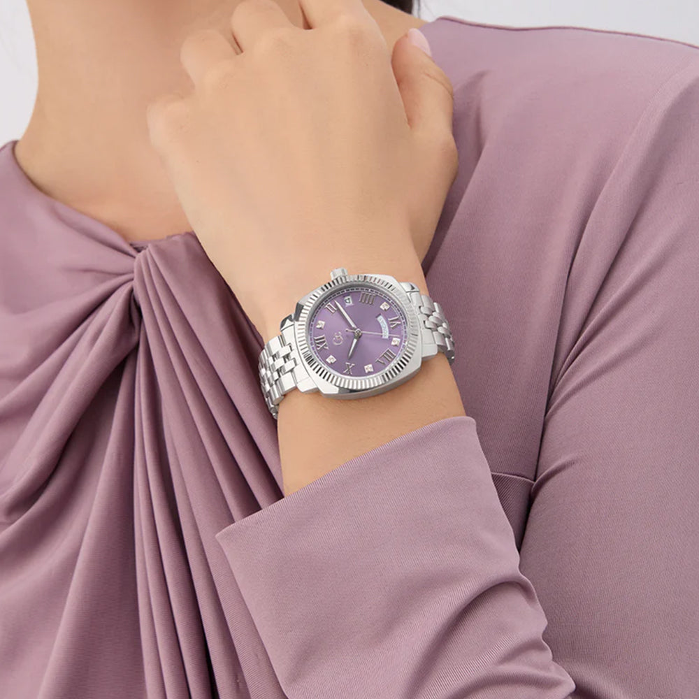 GC Women's Watch Silver Tone Case Purple Dial Quartz