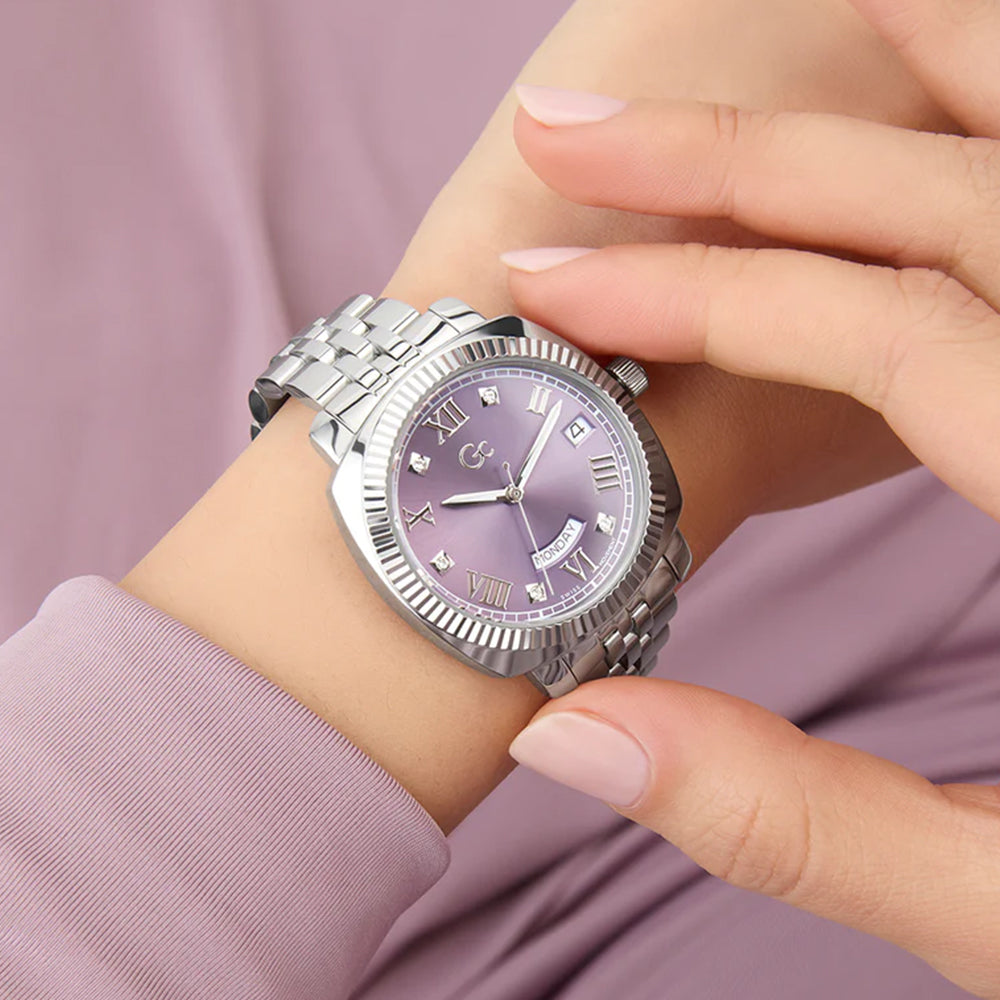 GC Women's Watch Silver Tone Case Purple Dial Quartz