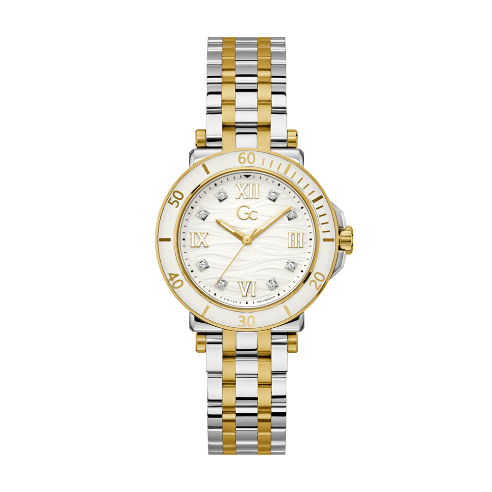 GC Women's Watch Silver & Yellow Gold Tone Case  White Dial Quartz