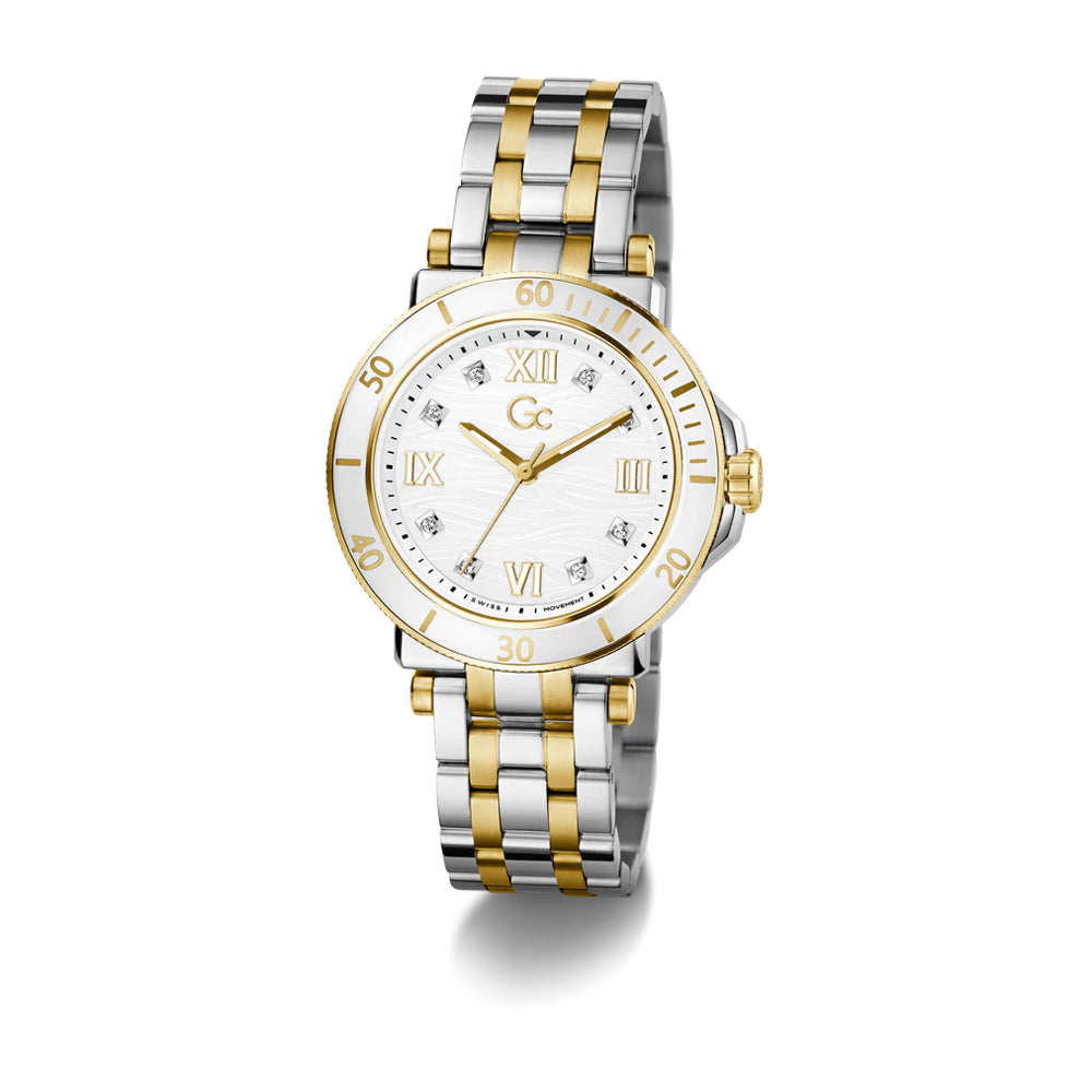 GC Women's Watch Silver & Yellow Gold Tone Case  White Dial Quartz