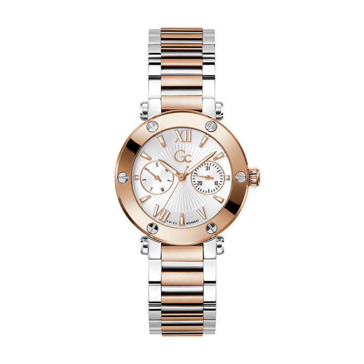 GC Women's Watch Silver & Rose Gold Tone Case White Dial Quartz