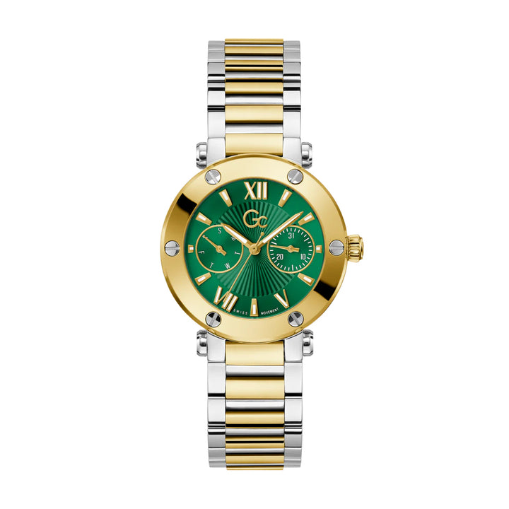 GC Women's Watch Silver & Yellow Gold Tone Case Green Dial Quartz