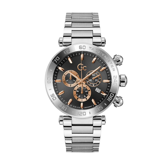 GC Men's Watch Silver Tone Case Black Dial Quartz