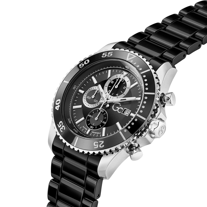 GC Men's Watch Silver & Black Tone Case Black Dial Quartz